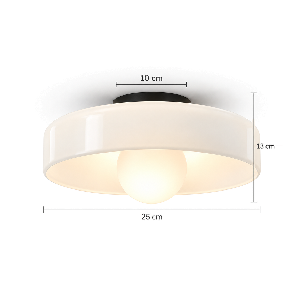 Coloured Glass Flush Ceiling Light | Tinted Glass Disc, 25 cm, Brown, White, Green or Yellow