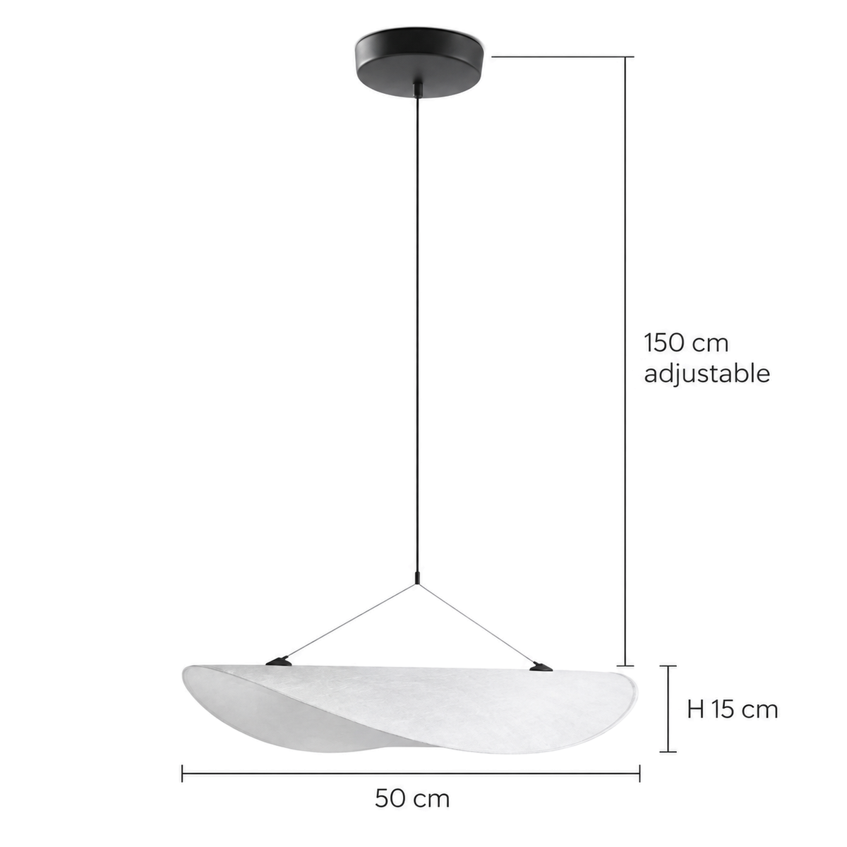Wabi-Sabi Wave Pendant Light | Japandi Paper Shade, Integrated LED, 40, 50 or 60 cm