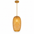 Tall Bamboo Lantern Pendant Light | Hand-Woven Rattan, 18 x 37 cm, Dining Table