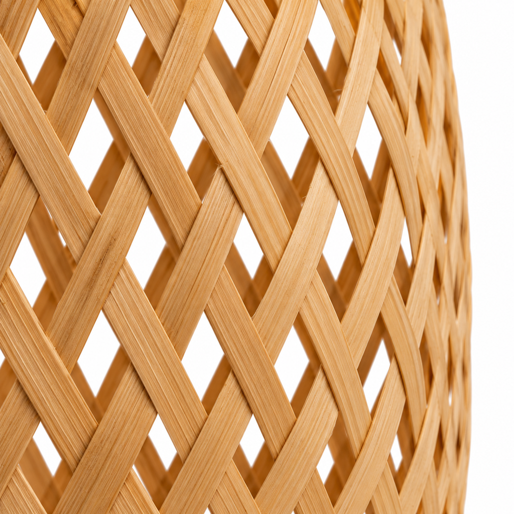 Tall Bamboo Lantern Pendant Light | Hand-Woven Rattan, 18 x 37 cm, Dining Table