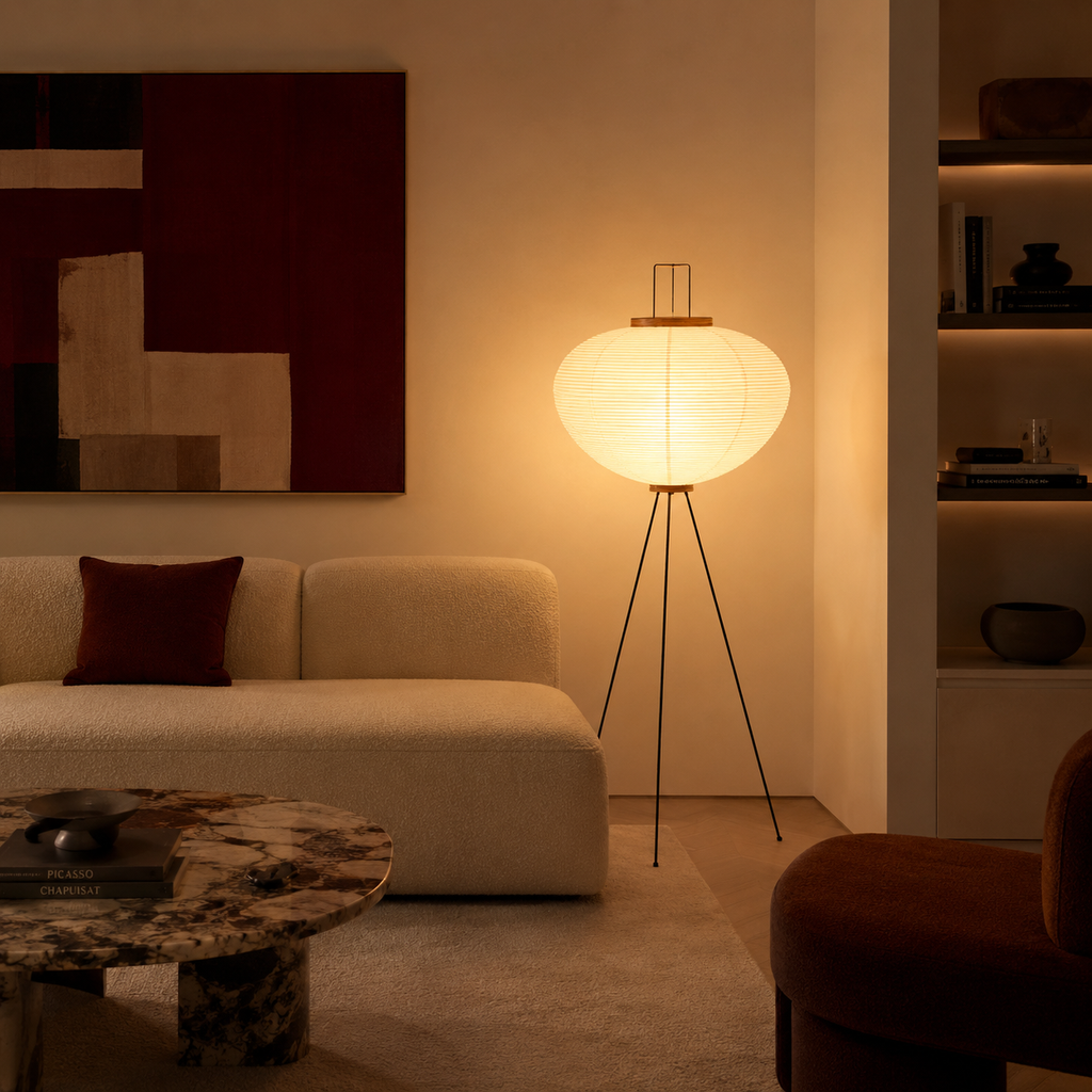 Rice Paper Floor Lamp - Handmade Tripod Lantern - 123cm