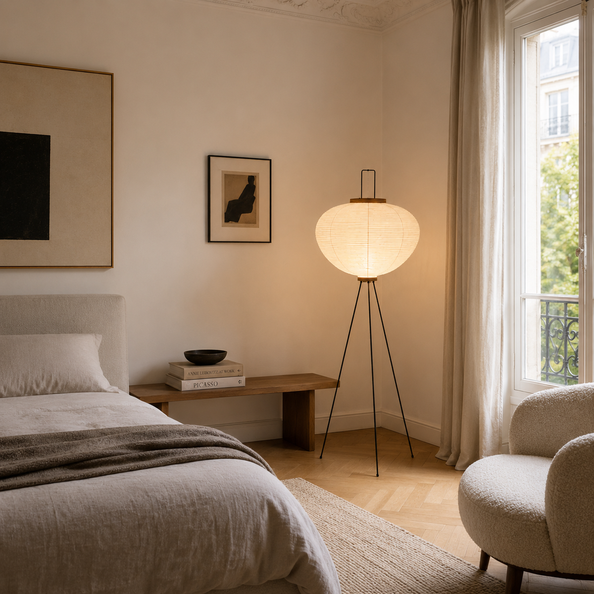 Rice Paper Floor Lamp - Handmade Tripod Lantern - 123cm