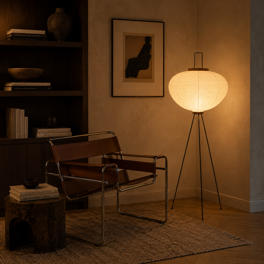 Rice Paper Floor Lamp - Handmade Tripod Lantern - 123cm
