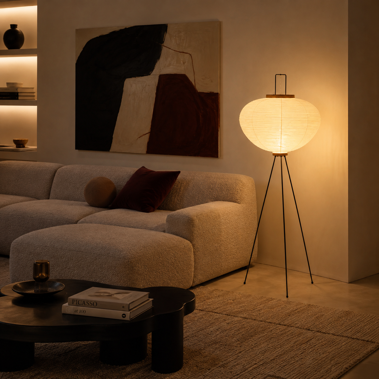 Rice Paper Floor Lamp - Handmade Tripod Lantern - 123cm