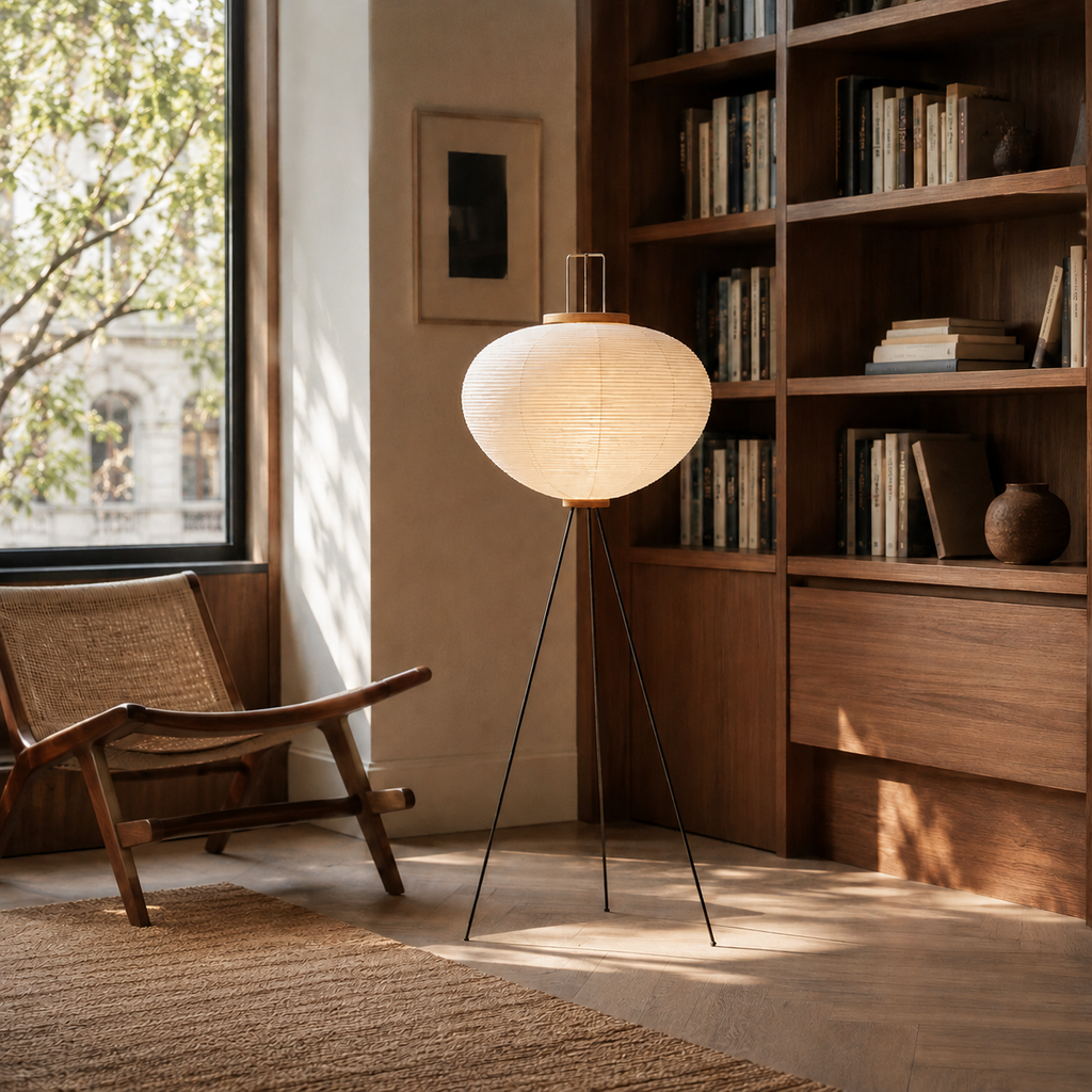 Rice Paper Floor Lamp - Handmade Tripod Lantern - 123cm