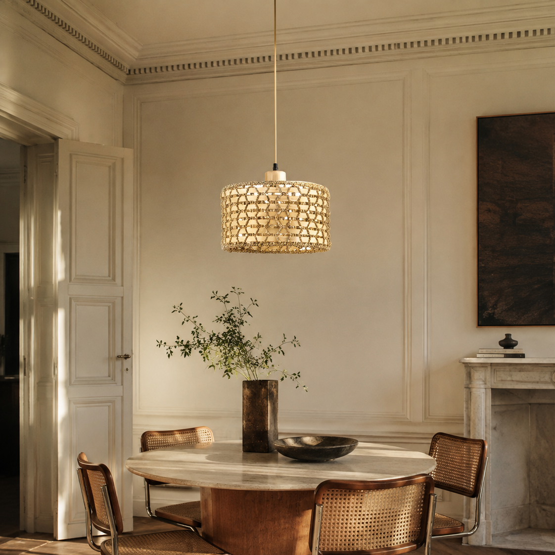 Rattan pendant light - dining room