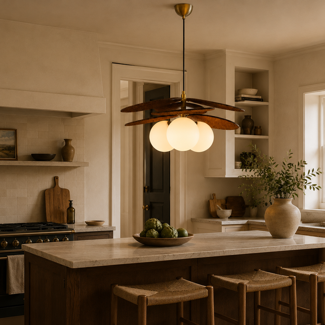 Rattan pendant light - kitchen