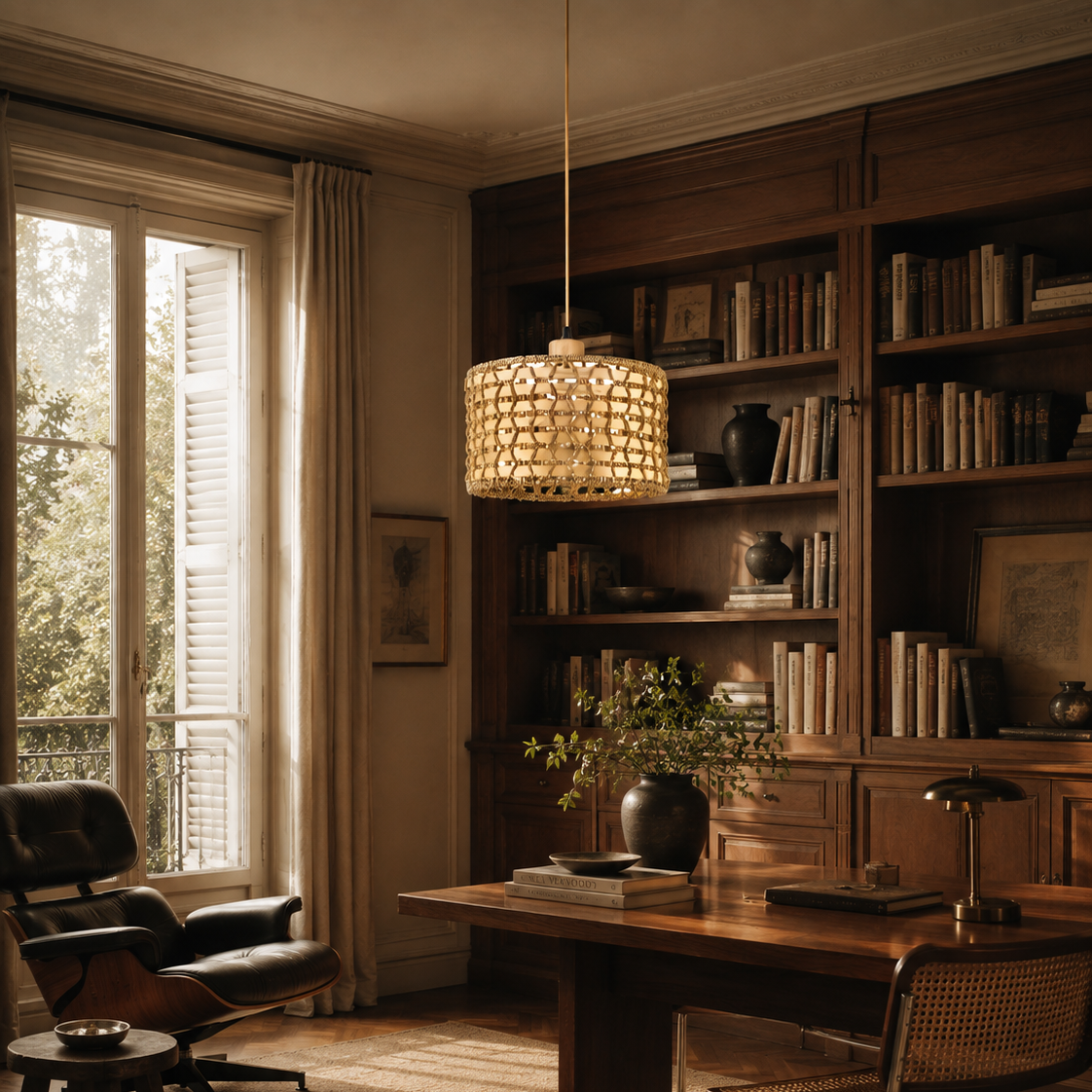 Rattan pendant light - home office
