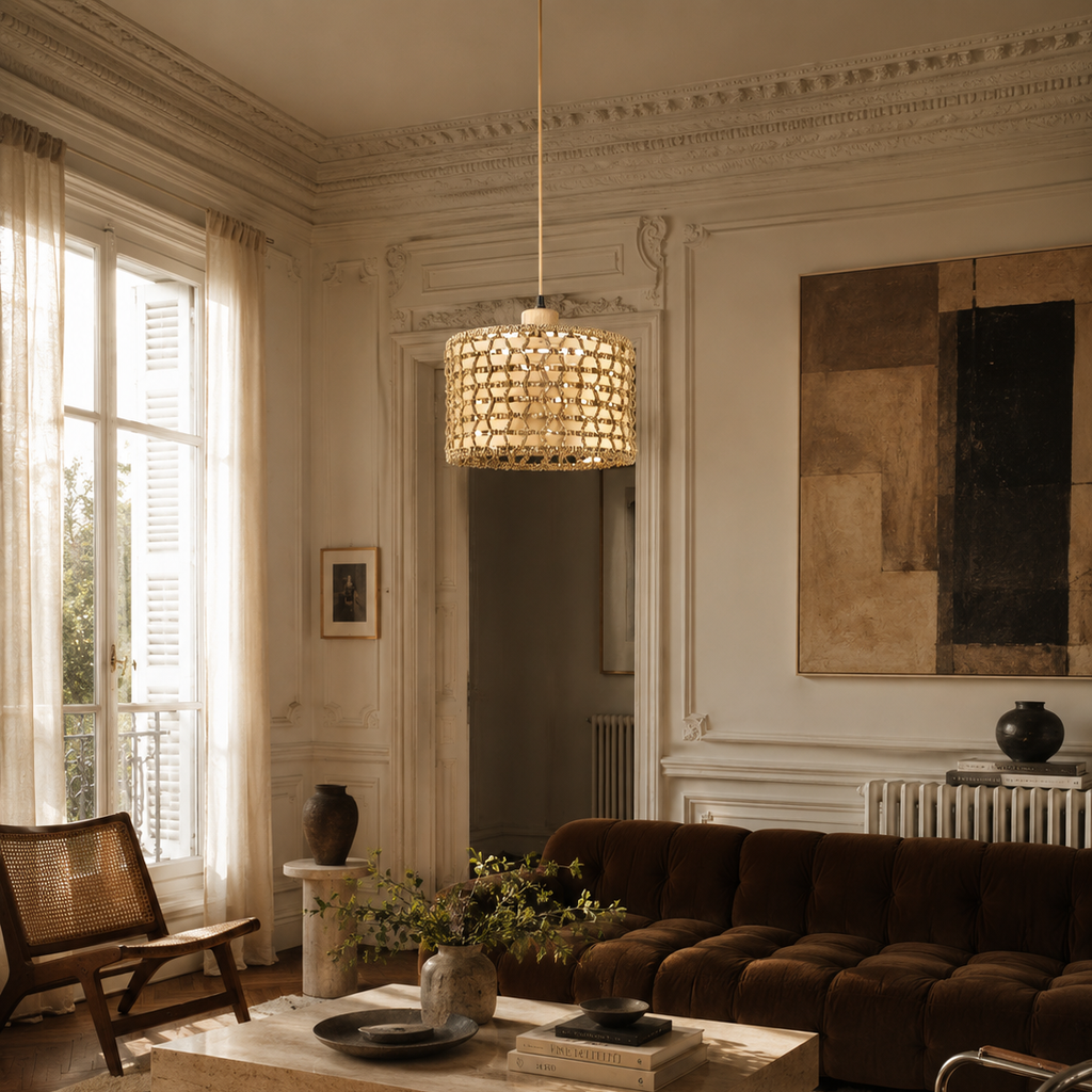 Rattan pendant light - living room