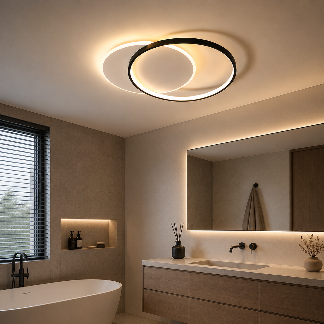 Minimalist LED ring chandelier - bathroom