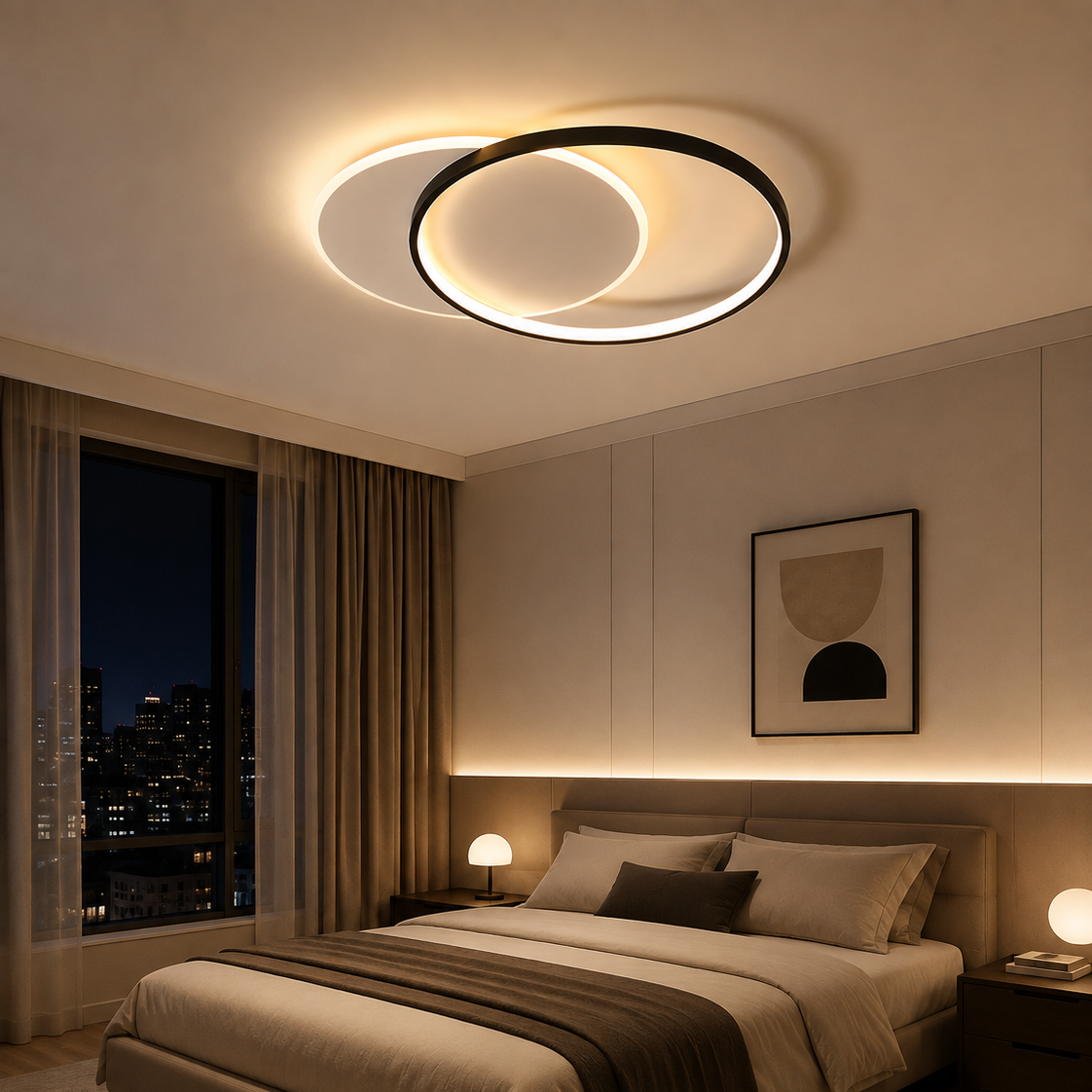 Minimalist LED ring chandelier - bedroom