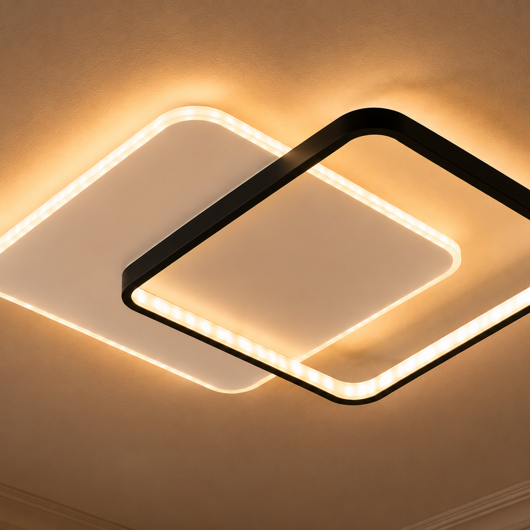 Minimalist LED ring chandelier - close-up detail 3