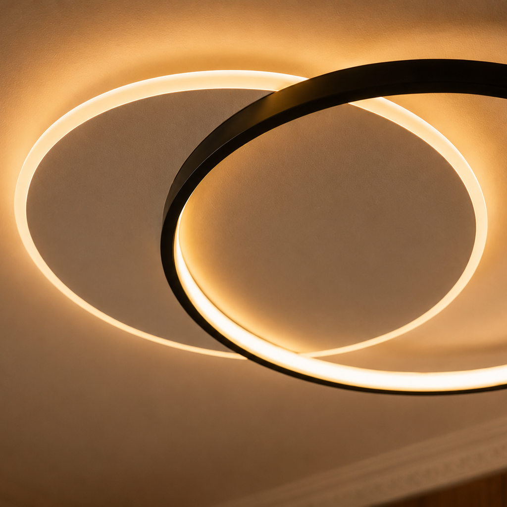Minimalist LED ring chandelier - close-up detail 7