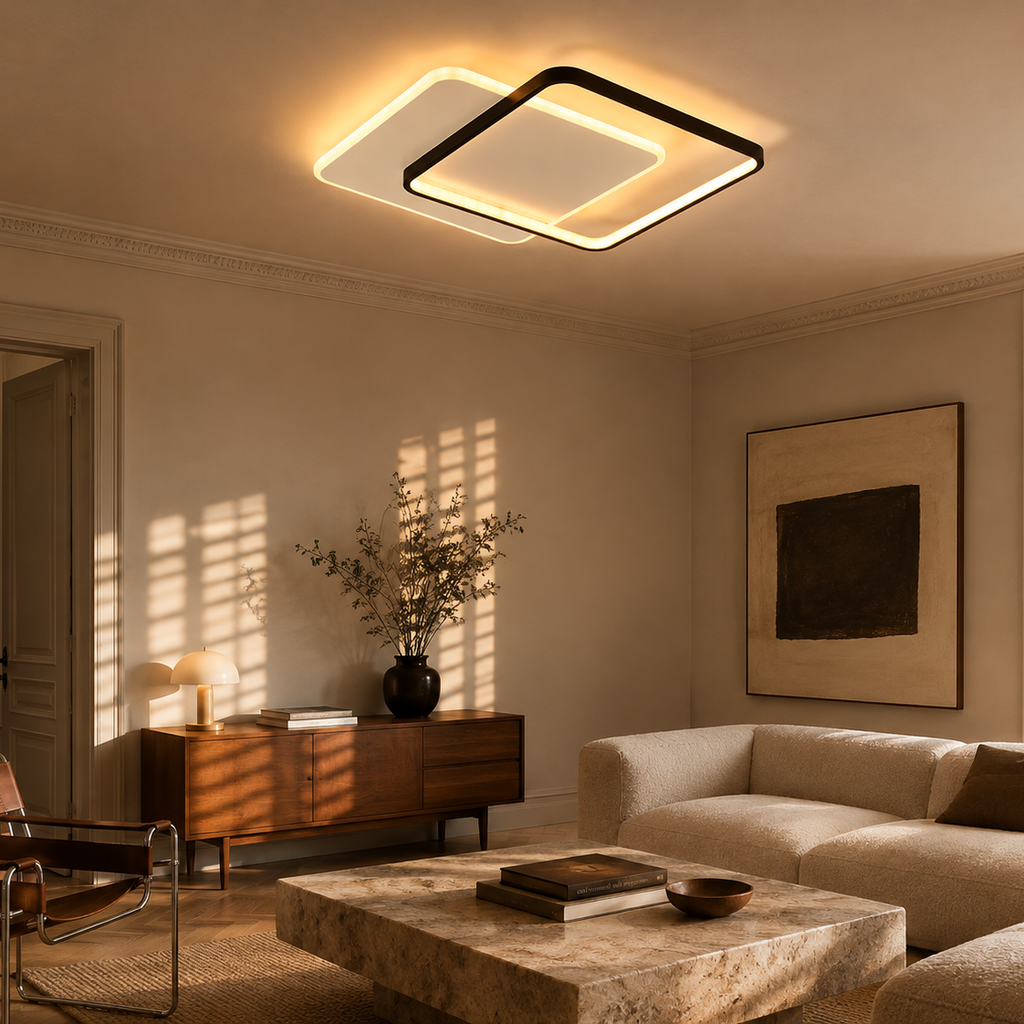 Minimalist LED ring chandelier - kitchen