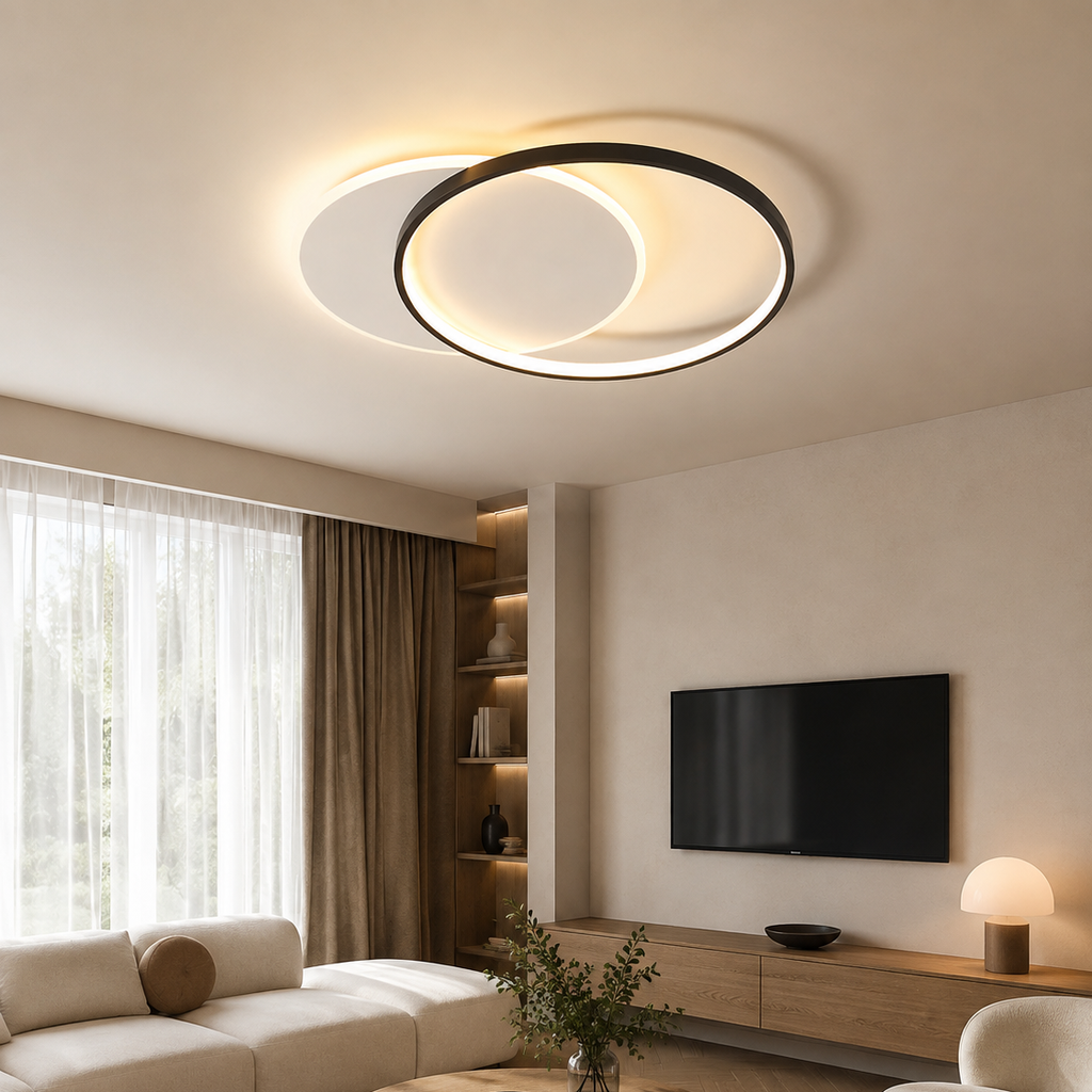 Minimalist LED ring chandelier - living room 3