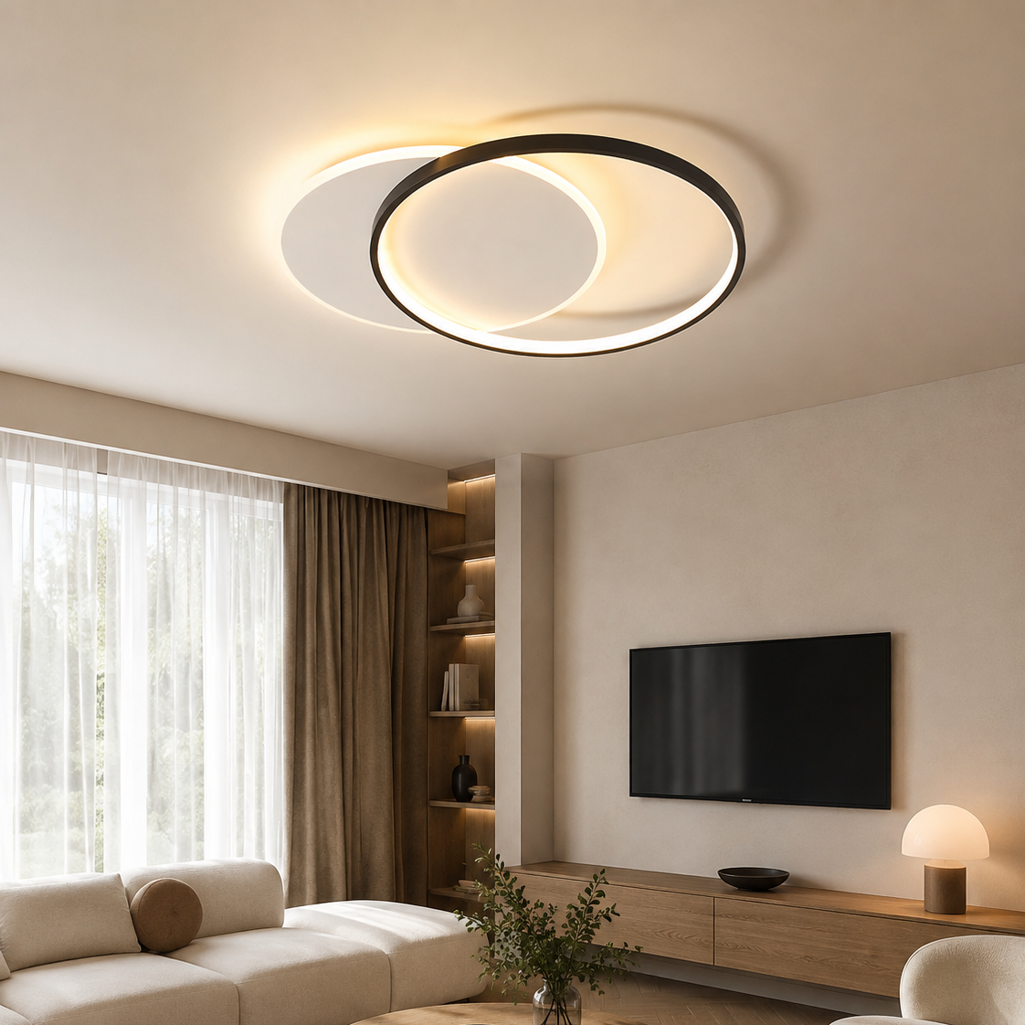 Minimalist LED ring chandelier - living room 3