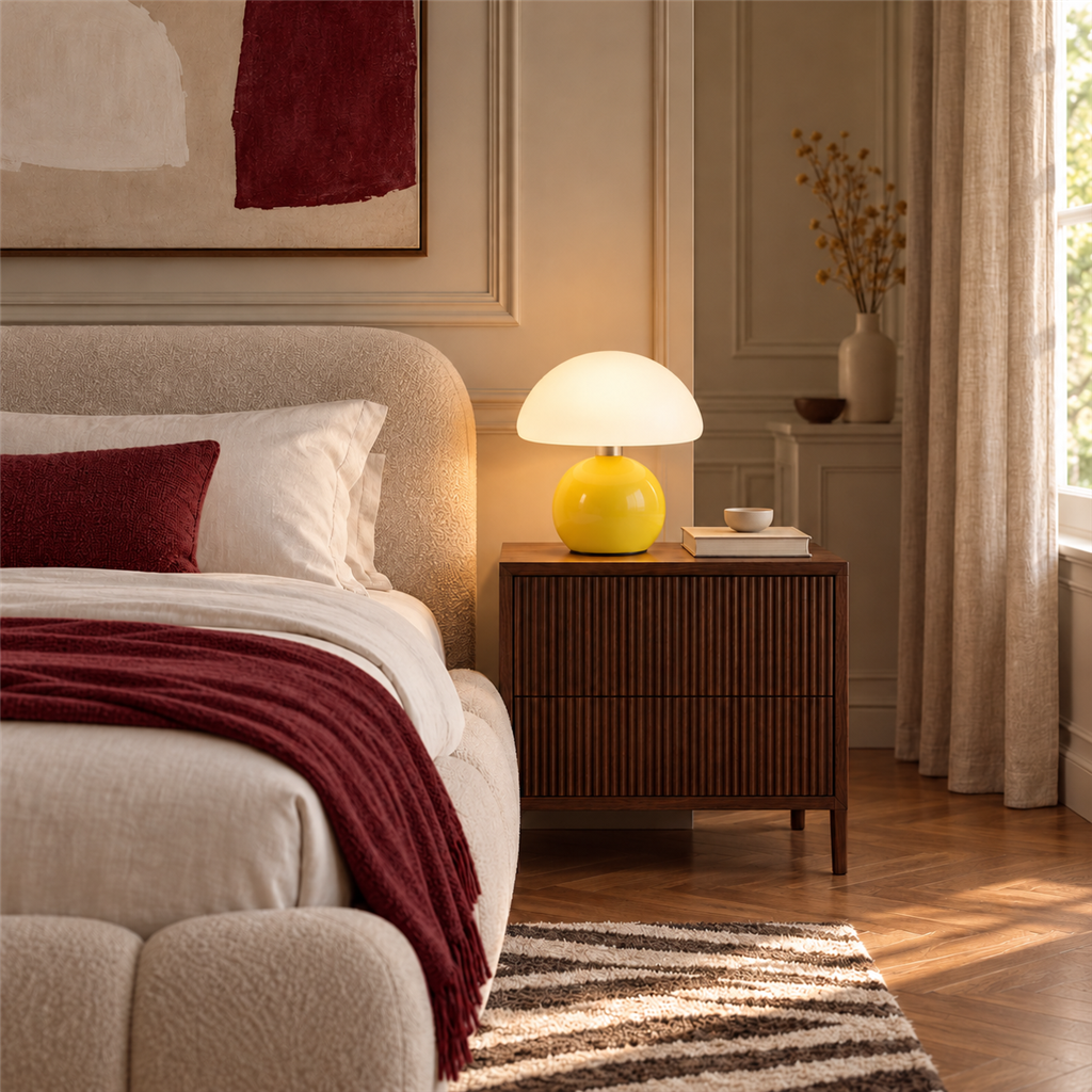 Mushroom Table Lamp | Acrylic Dome & Lacquered Base, 20 cm, 5 Colours