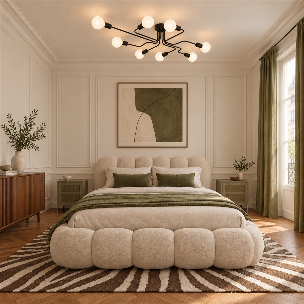 Sputnik Semi-Flush Chandelier | Black & Copper, 6 or 8 Light, Mid-Century E27