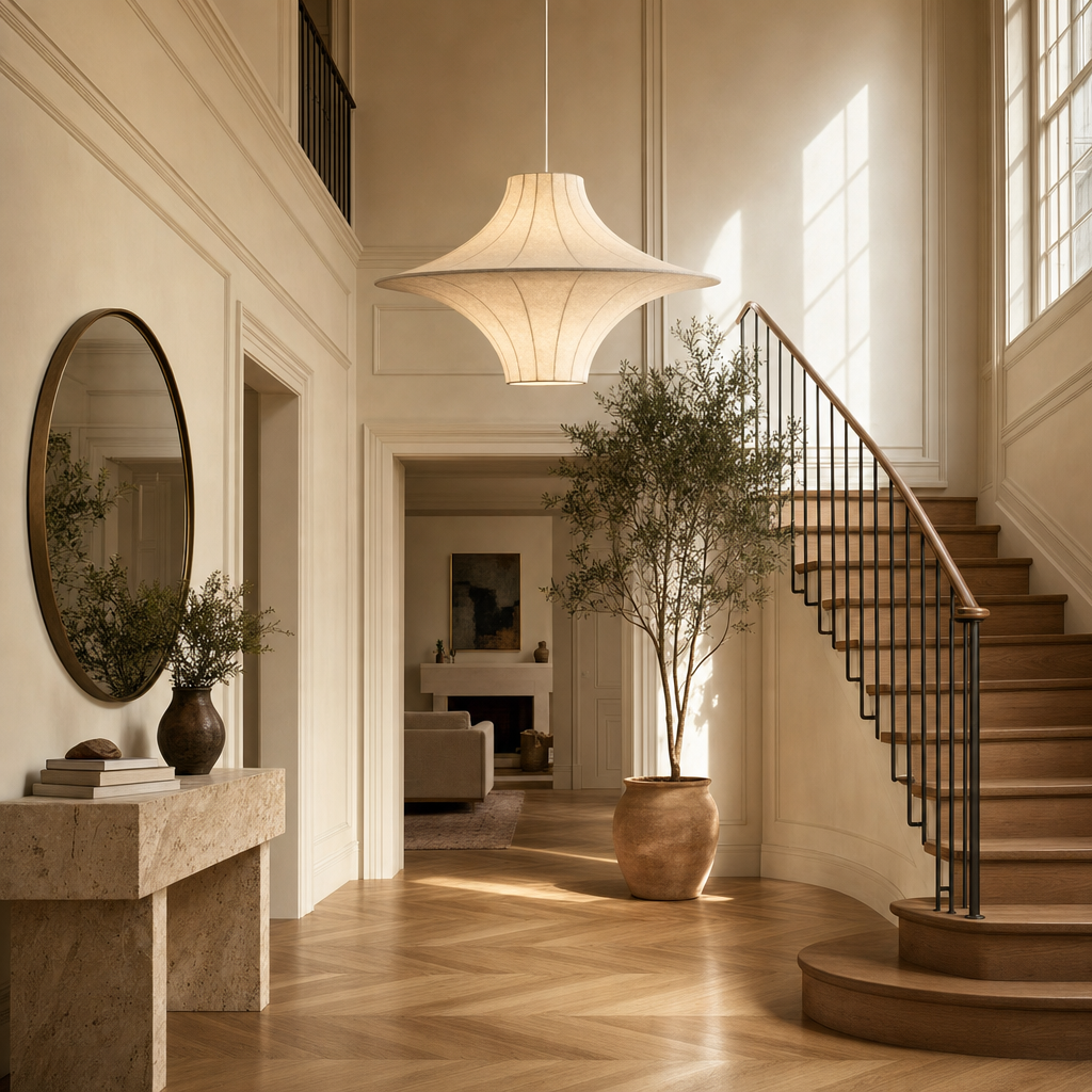 Silk Saucer Pendant Light | Sculptural Flared Handmade Shade, 50/60 cm, Dining Room