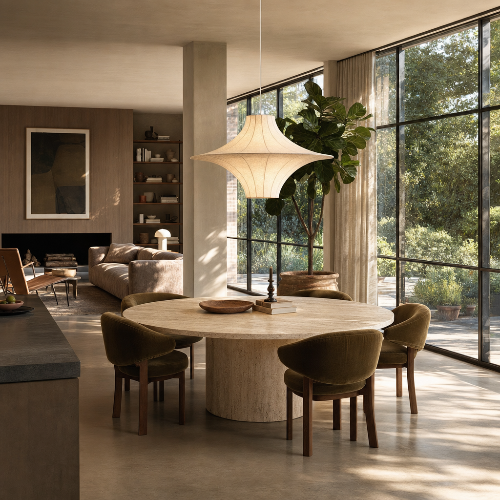 Silk Saucer Pendant Light | Sculptural Flared Handmade Shade, 50/60 cm, Dining Room