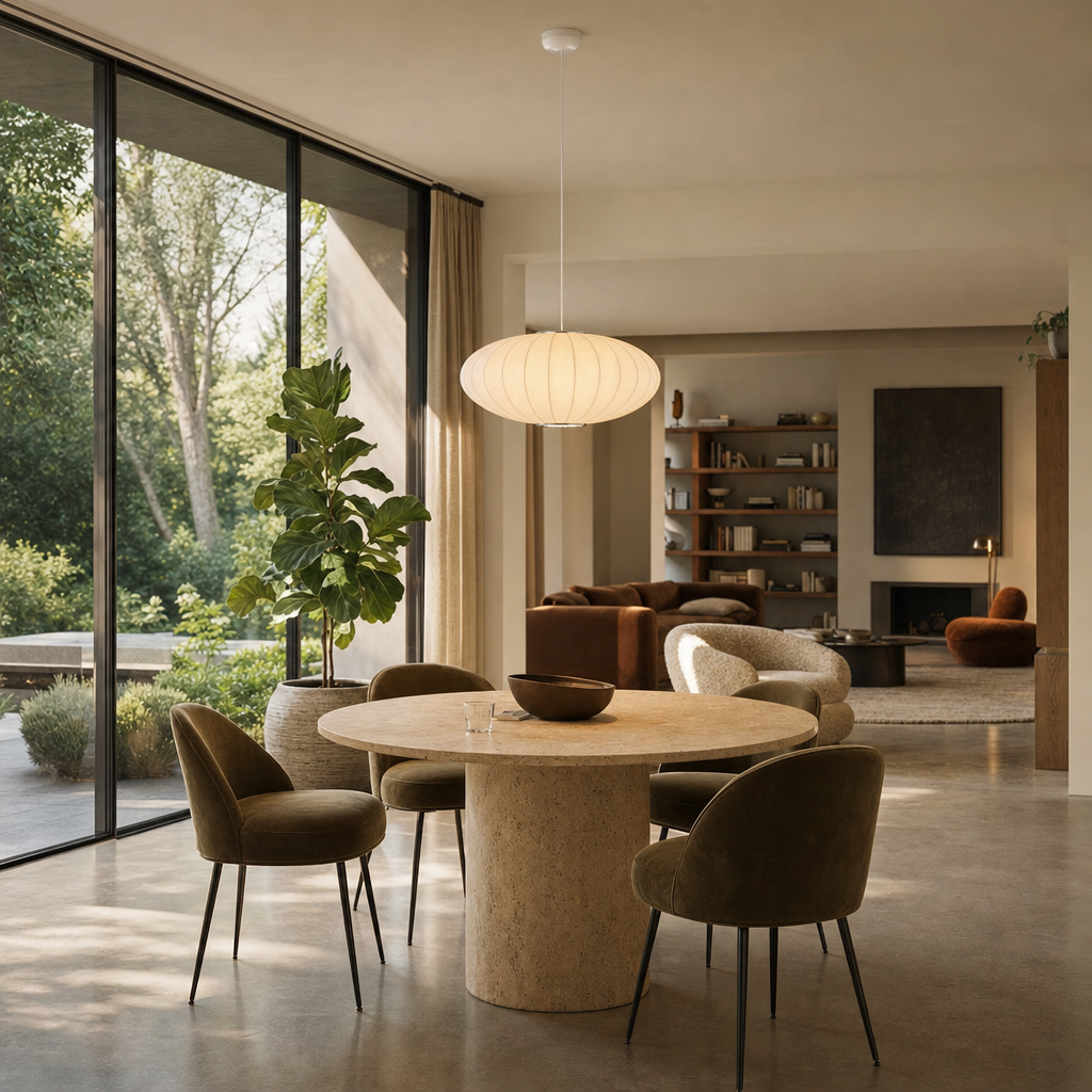 Oval Silk Pendant Light | Japanese Wabi-Sabi Handmade Shade, 30-60 cm, Dining Room