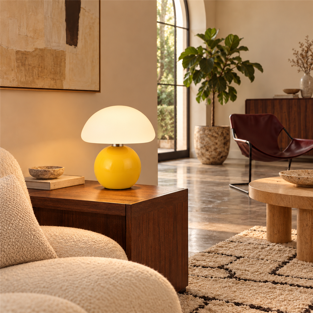Mushroom Table Lamp | Acrylic Dome & Lacquered Base, 20 cm, 5 Colours