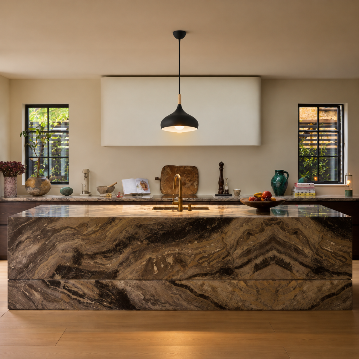 Dome Pendant Light | Matt Metal & Wooden Accent, 4 Colours, Kitchen & Dining