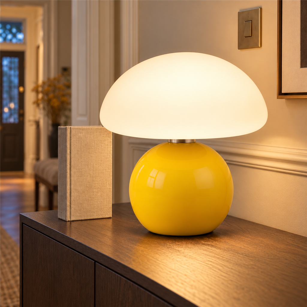 Mushroom Table Lamp | Acrylic Dome & Lacquered Base, 20 cm, 5 Colours