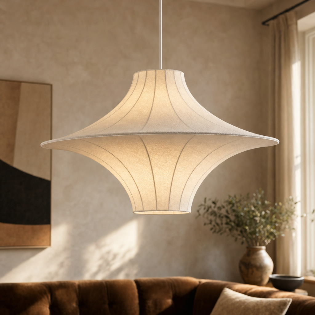Silk Saucer Pendant Light | Sculptural Flared Handmade Shade, 50/60 cm, Dining Room