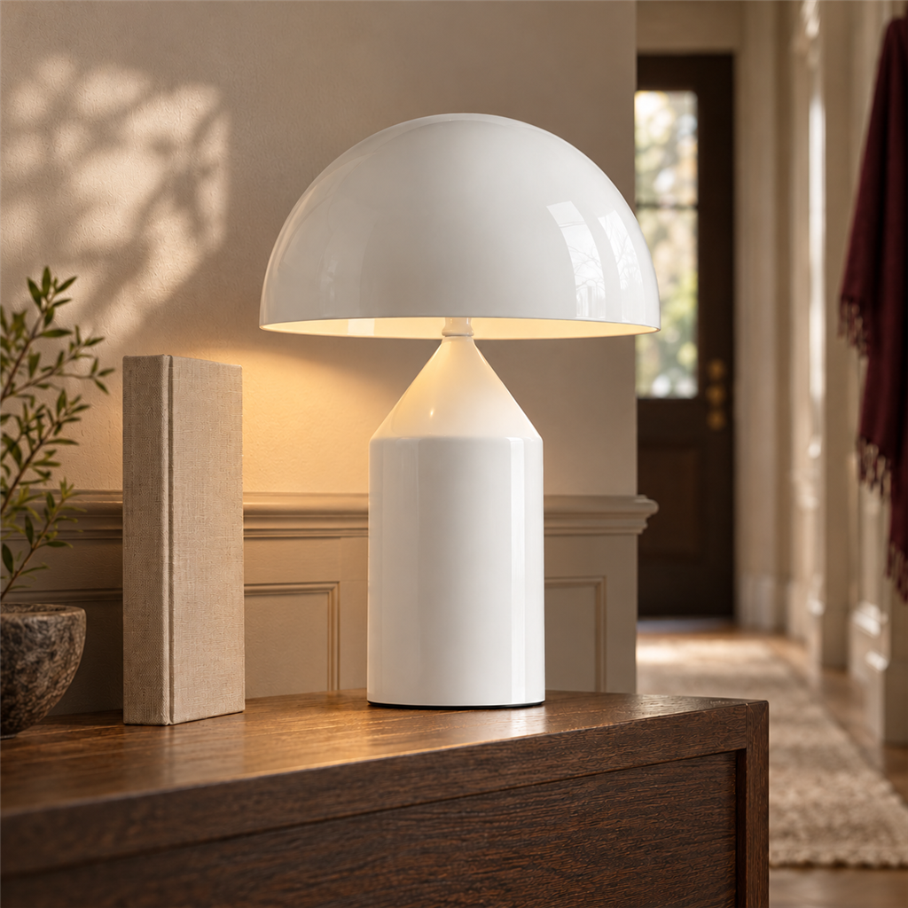 Mushroom Dome Table Lamp | Lacquered Metal, 25 cm, Gold White or Black Bedside