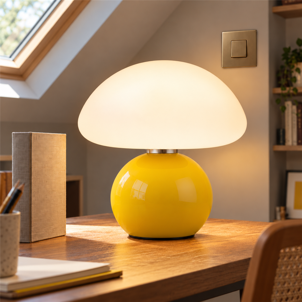 Mushroom Table Lamp | Acrylic Dome & Lacquered Base, 20 cm, 5 Colours