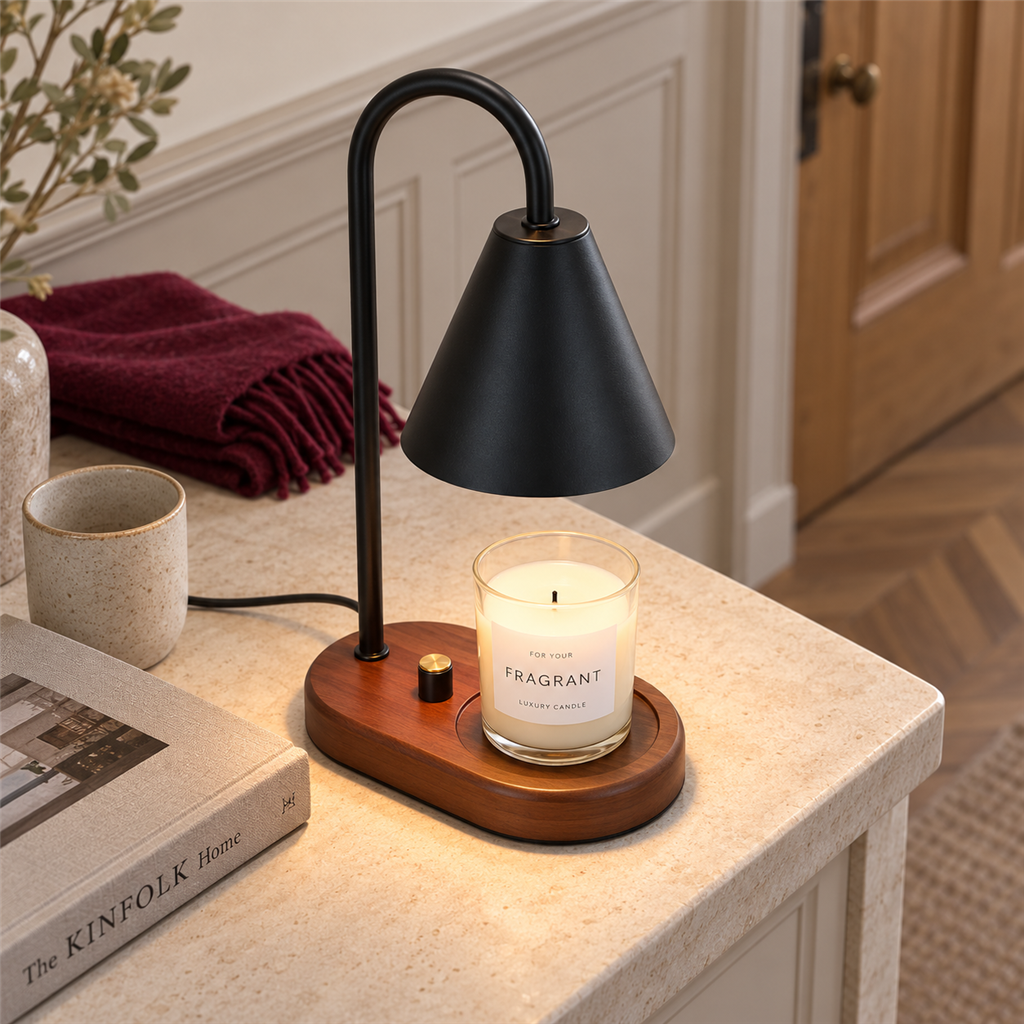 Electric Candle Warmer Lamp | Dimmable Wax Melter, White Black or Green, UK Plug