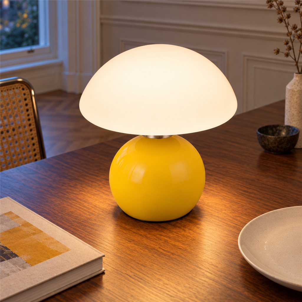 Mushroom Table Lamp | Acrylic Dome & Lacquered Base, 20 cm, 5 Colours