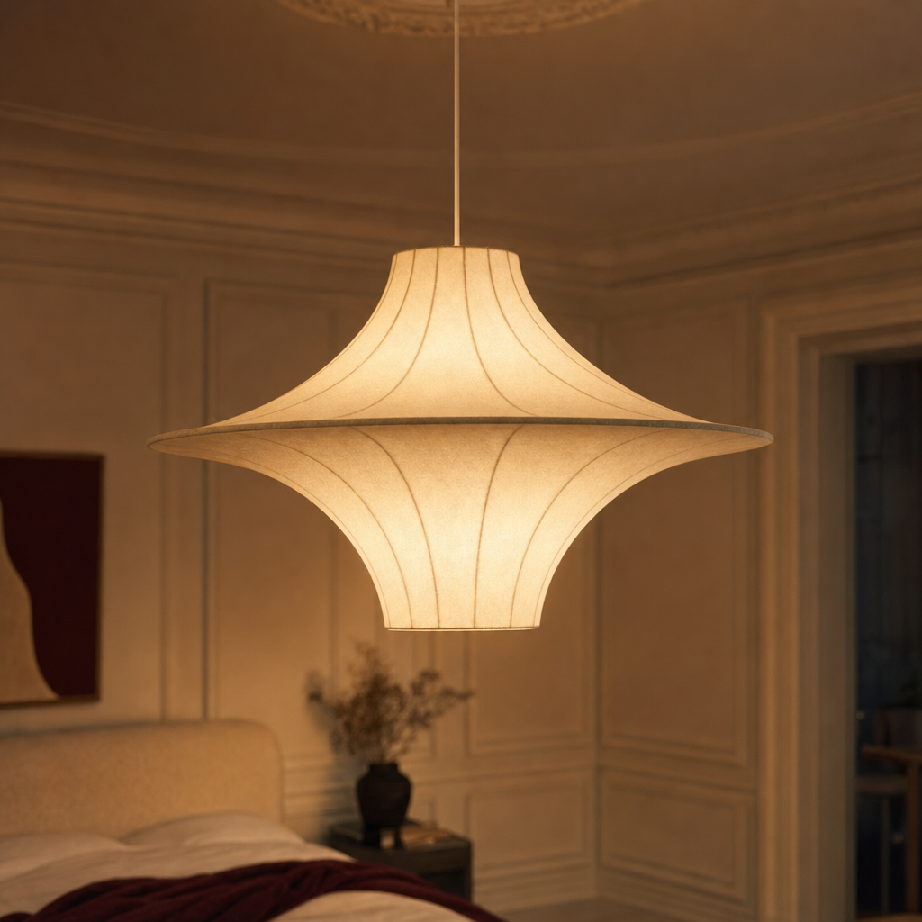 Silk Saucer Pendant Light | Sculptural Flared Handmade Shade, 50/60 cm, Dining Room
