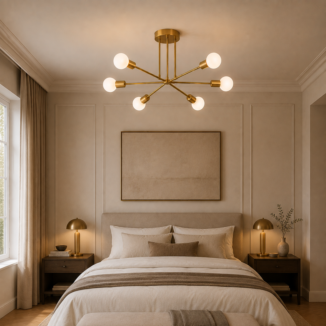 Sputnik chandelier - bedroom