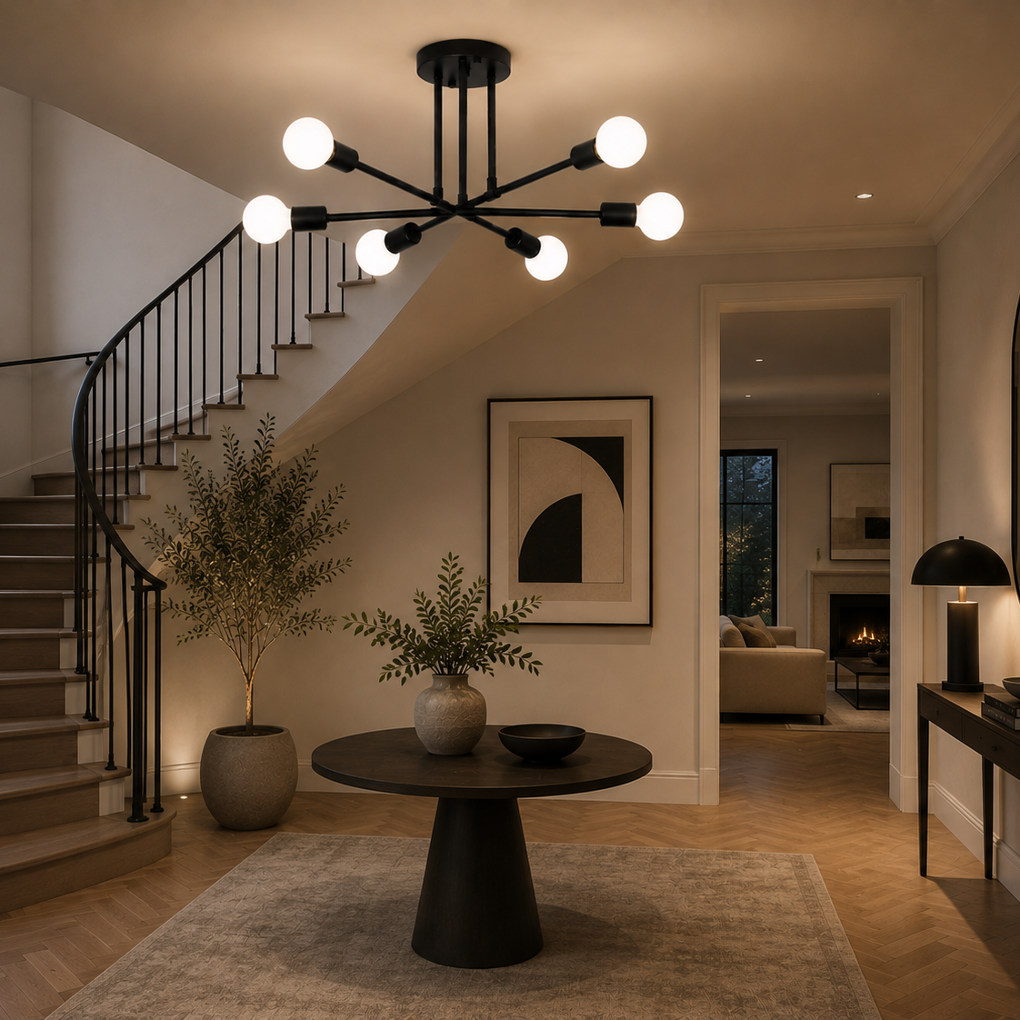 Sputnik chandelier - hallway 2