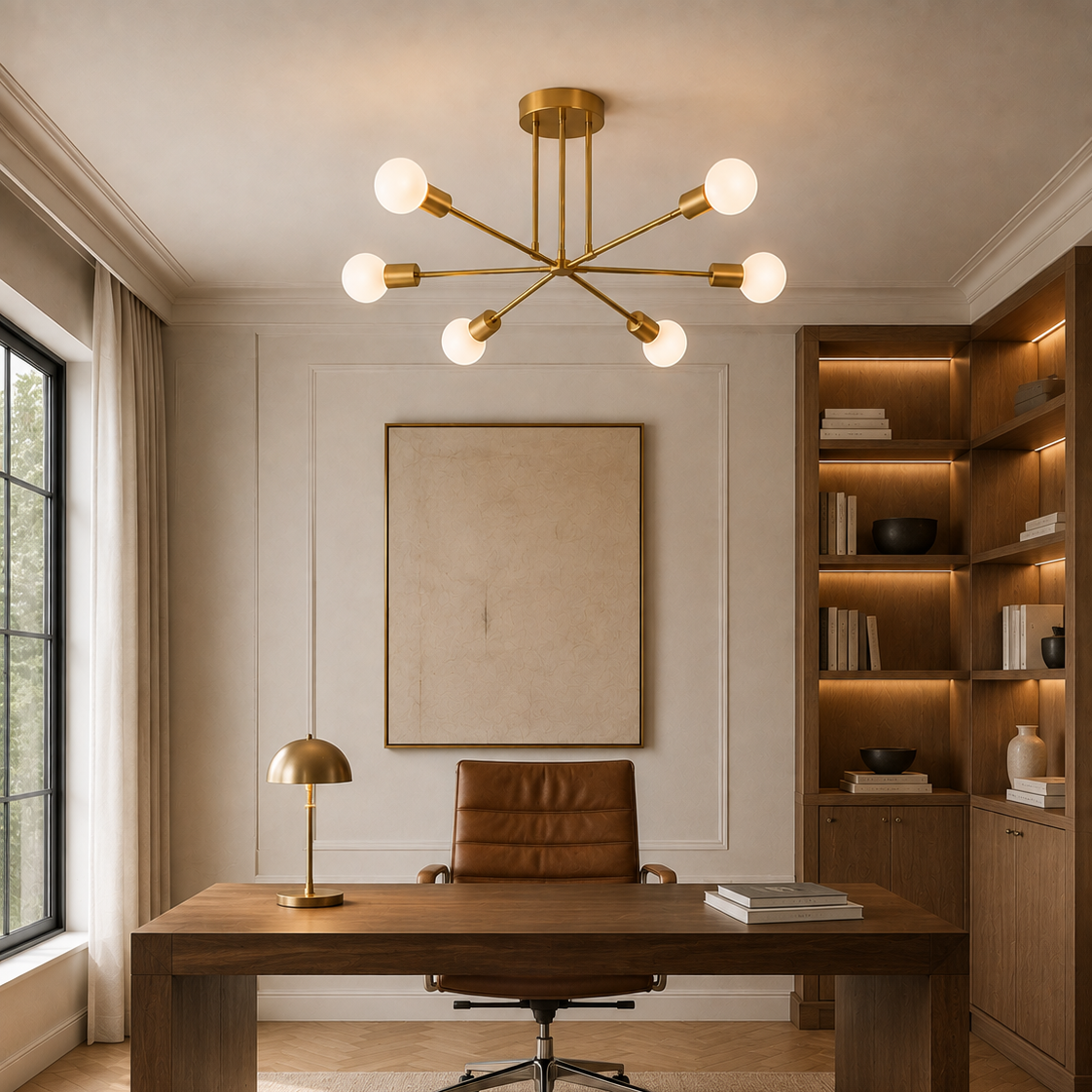 Sputnik chandelier - home office 2
