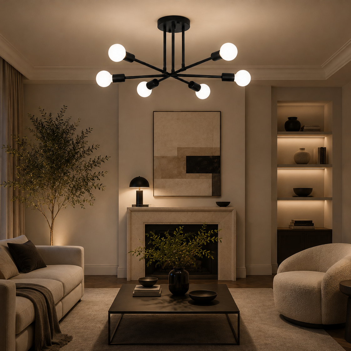 Sputnik chandelier - living room 3