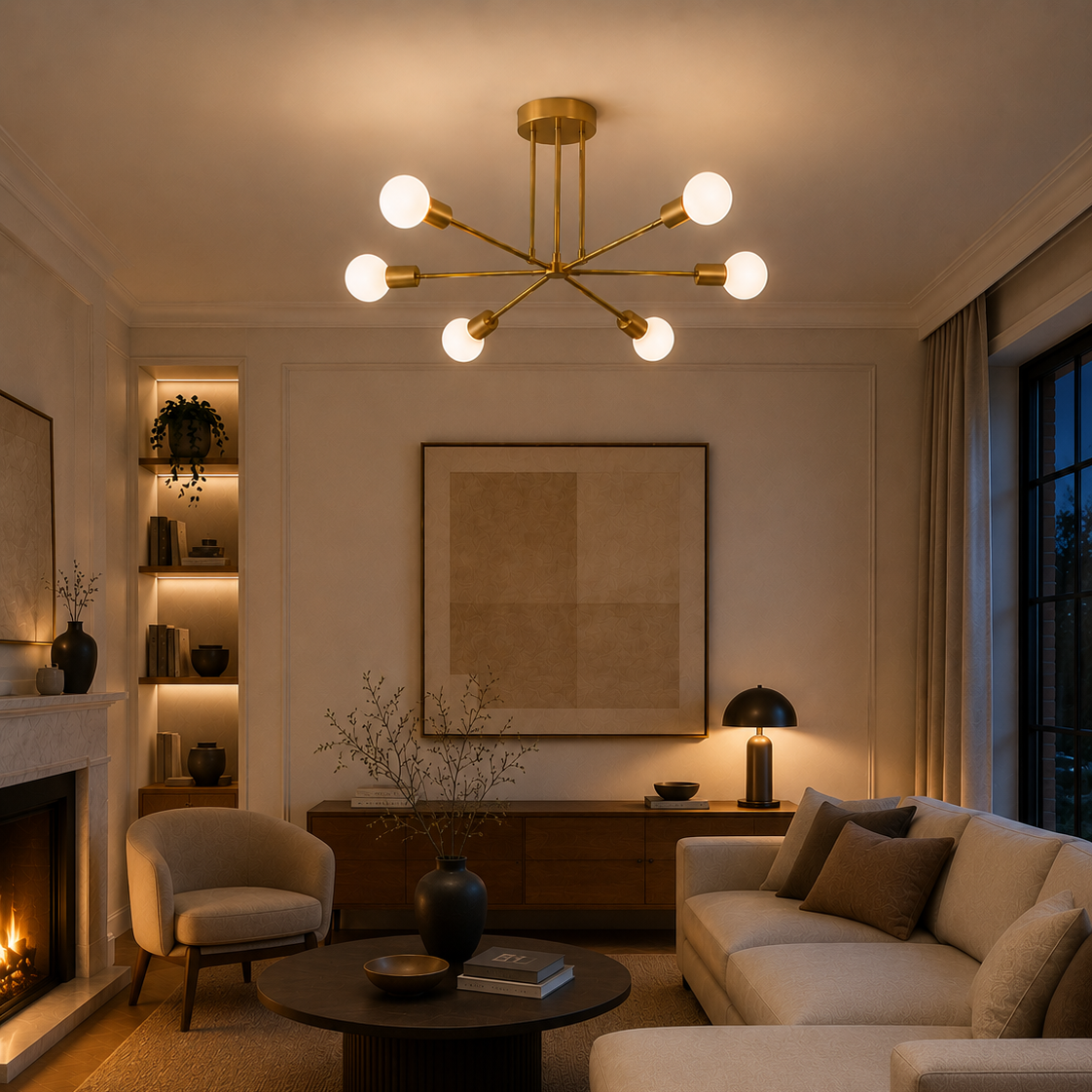Sputnik chandelier - living room 5