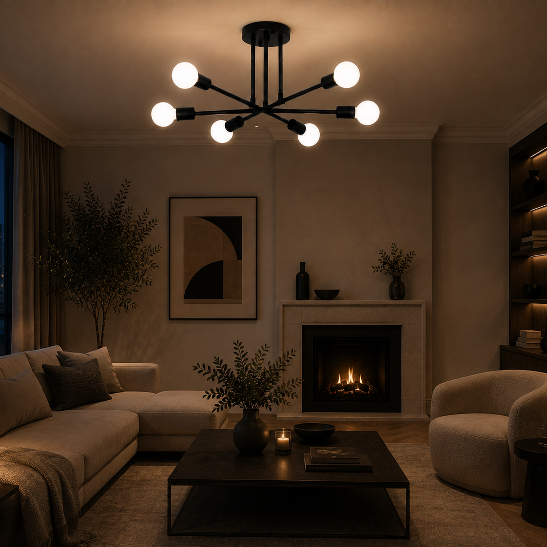 Sputnik chandelier - living room 6