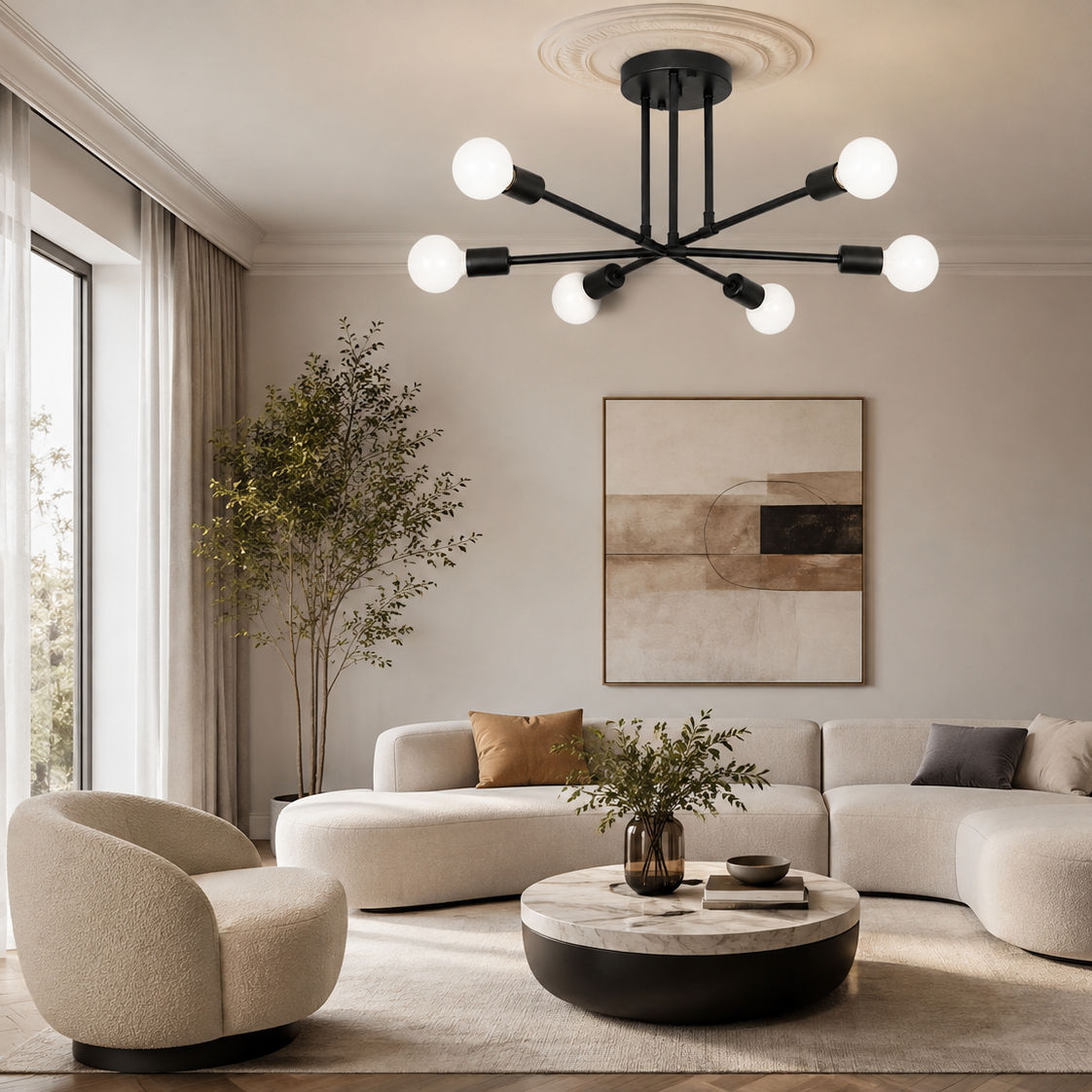 Sputnik chandelier - living room