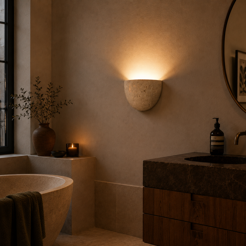 Stone half-circle wall light - bathroom