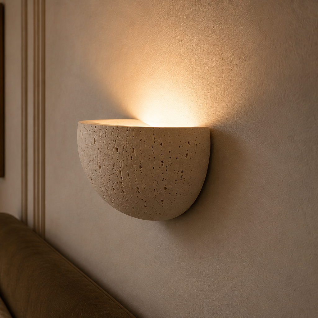Stone half-circle wall light - close-up detail 3