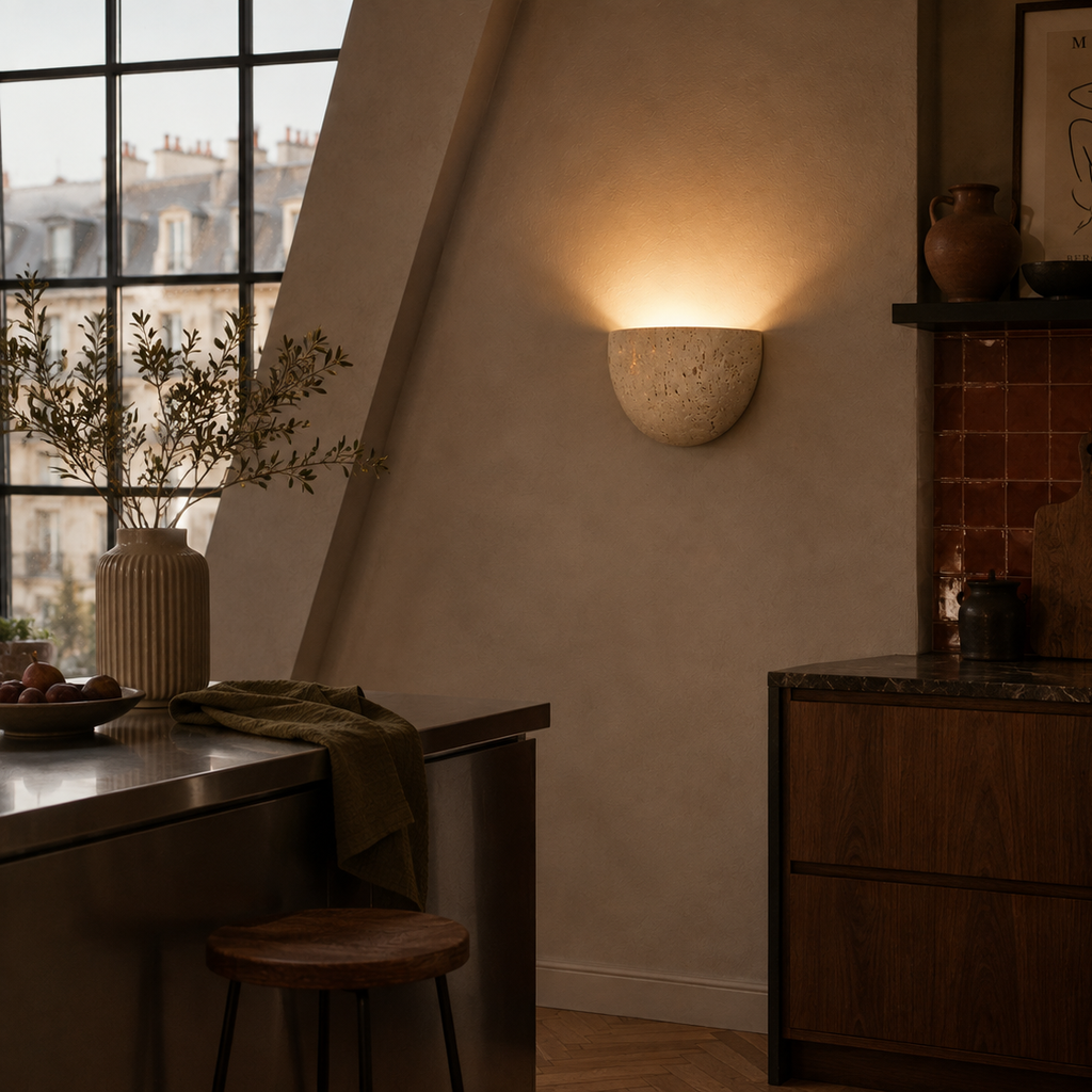 Stone half-circle wall light - kitchen 2