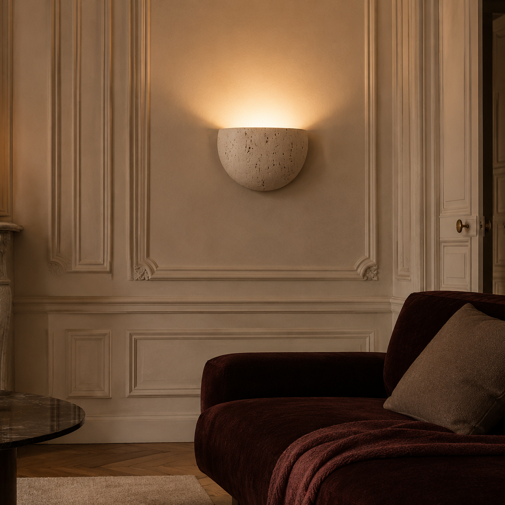 Stone half-circle wall light - living room 2