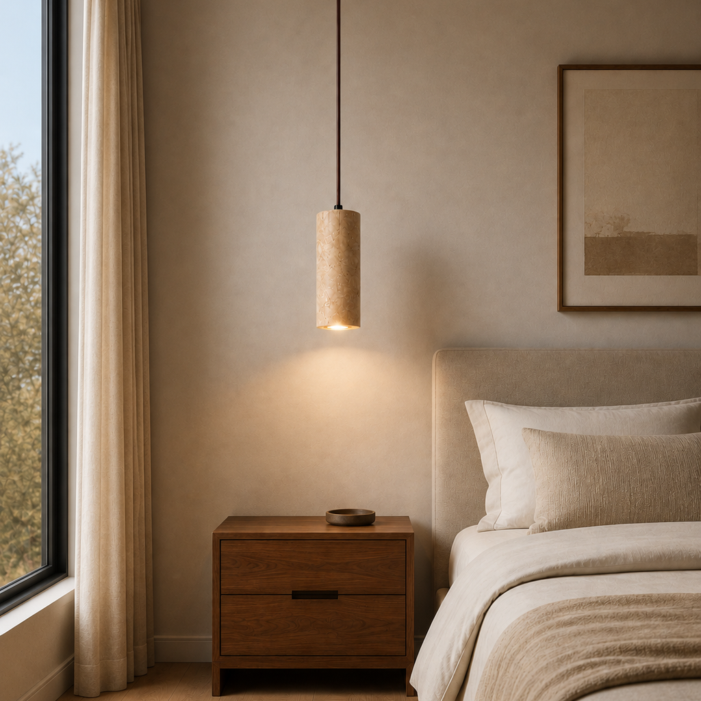 Travertine stone chandelier - bedroom