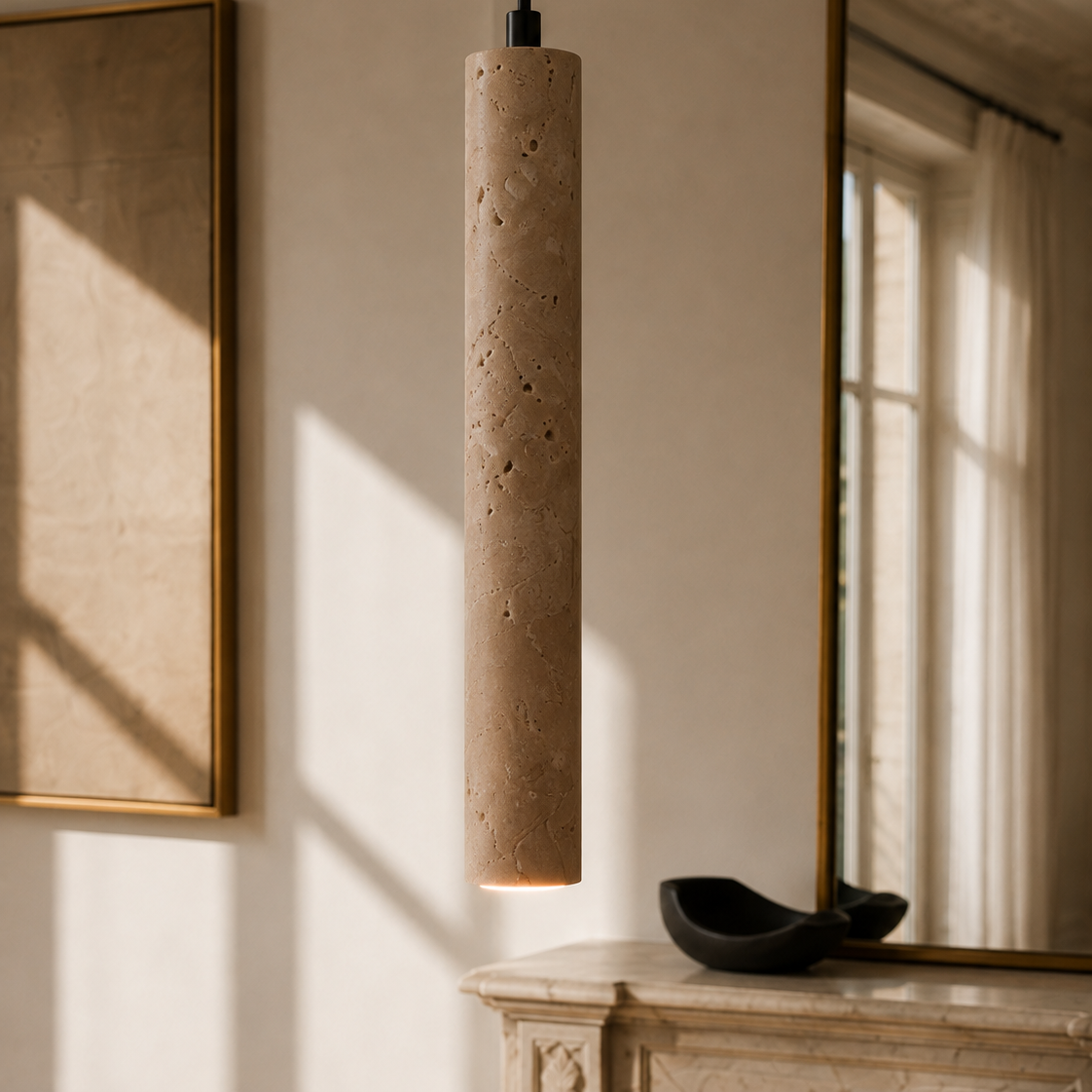 Travertine stone chandelier - close-up detail 2