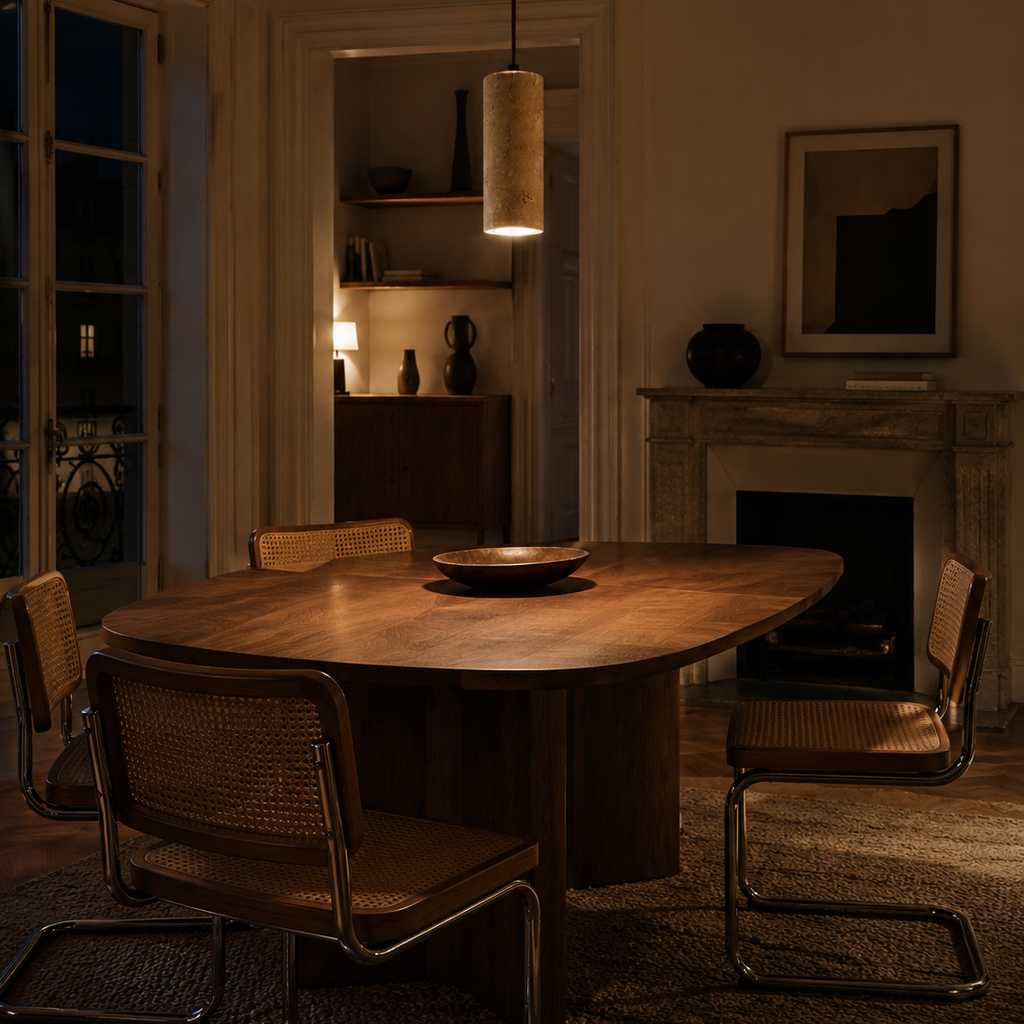 Travertine stone chandelier - dining room 6