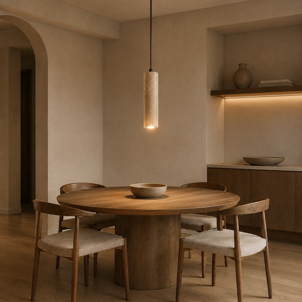 Travertine stone chandelier - dining room