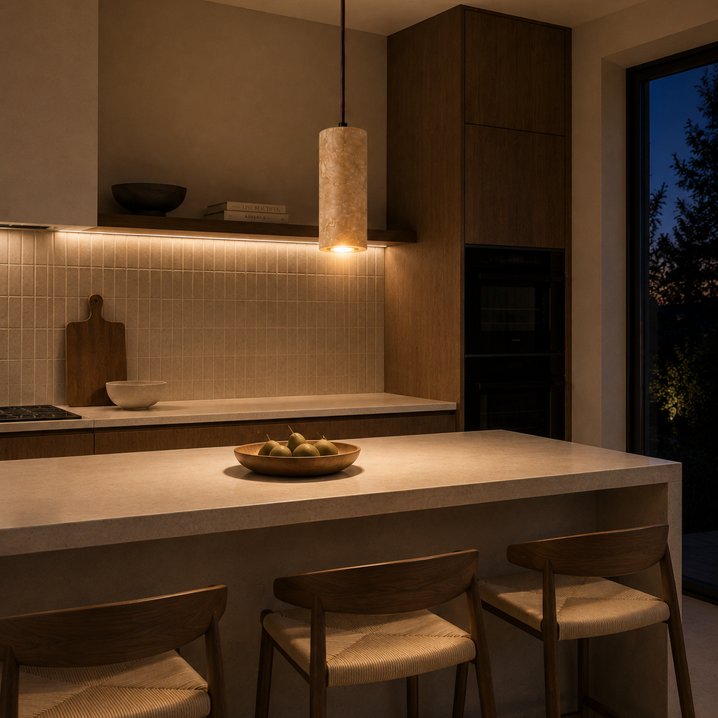 Travertine stone chandelier - kitchen 3
